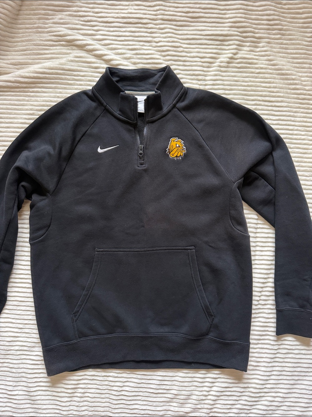 Nike Black Quarter-Zip Sweatshirt with Bulldog Patch UMD University of MN Duluth